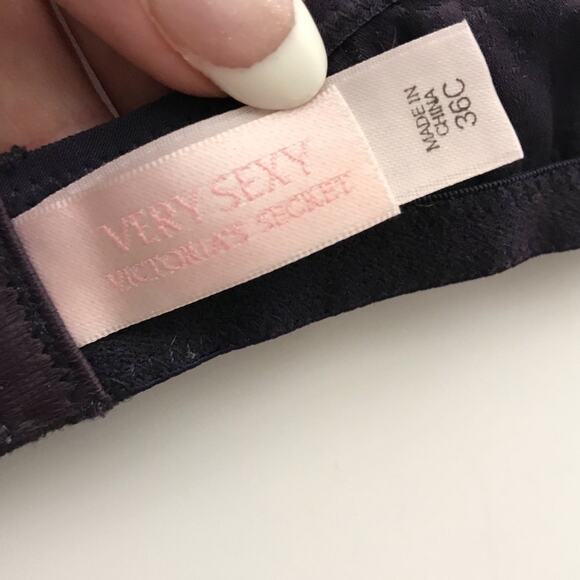 VTG Victoria Secret Balconette Shelf Corset Push Up Bra Velvet Rhinestone 36C - Picture 12 of 14